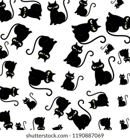 halloween black cats characters pattern