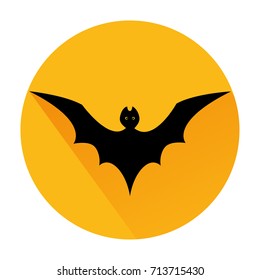 Halloween. The black contour of the bat is flying. Vector illustration.