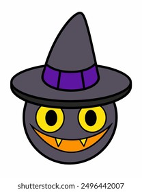 Halloween Black Creepy Icon with Hat Vector Art | Halloween Clipart Illustration