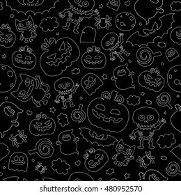 Halloween black festive seamless pattern