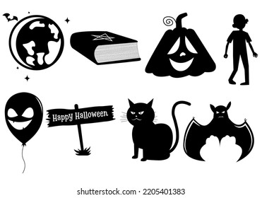 halloween black fun stickers black cat the bat boo baloon