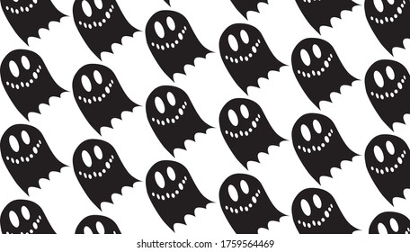 Los fantasmas negros de Halloween vuelan sobre un fondo blanco. Fiesta