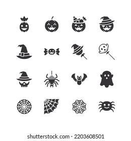 Halloween black icon design. icons set on a white background. Vector illustration