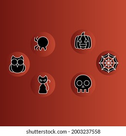 Halloween black icon pack illustration.