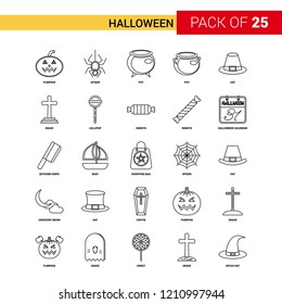 Halloween Black Line Icon - 25 Business Outline Icon Set