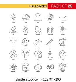 Halloween Black Line Icon - 25 Business Outline Icon Set