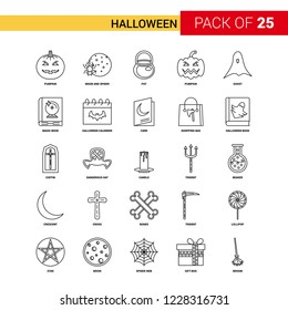 Halloween Black Line Icon - 25 Business Outline Icon Set