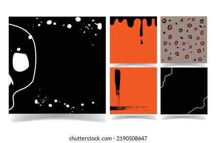 Halloween black and orange color background collection. memo template.