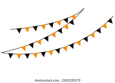 Halloween black and orange garland. Vector pennant isolated on white background.