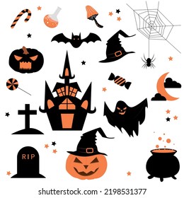 Halloween black and orange silhouette collection