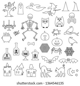 halloween black outline vector digital stamps