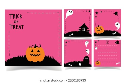 Halloween black and pink color background collection. memo template.