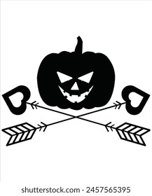 Halloween Black Pumpkin and Arrow T-shirt, Vector File