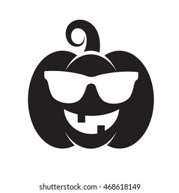 Halloween black pumpkin with glasses