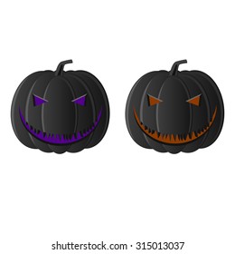 Halloween, black pumpkin jack-o-lanterns smile