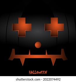 Halloween Black Pumpkin Mask  Background. Happy Halloween Text Banner, Vector. 