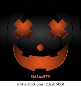 Halloween Black Pumpkin Mask  Background. Happy Halloween Text Banner, Vector. 
