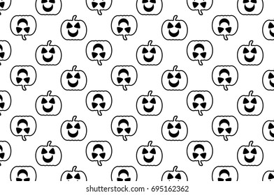 Halloween black pumpkin on white background - vector pattern, Halloween  pumpkin - vector illustration,