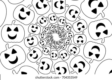 Halloween black pumpkin on white background - vector pattern, Halloween  pumpkin - vector illustration,