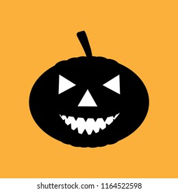 Halloween black pumpkins with orange background.