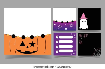 Halloween black and purple color background collection. memo template.