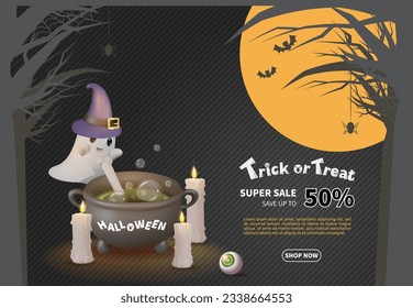 Halloween black sale page with spider webs, ghosts, candles, eyeballs and more in the background