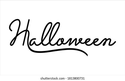 halloween Guión negro Mano escrita tipografía delgada letras de texto y frase caligráfica aislada en el fondo blanco 