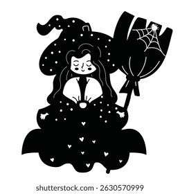 Halloween black silhouette isolated vector illustration on the white background.