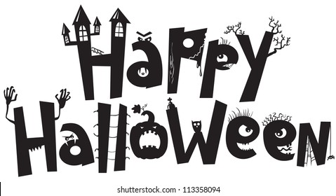 Halloween black silhouette lettering