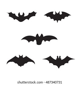 Halloween black silhouettes of bats, vector elements