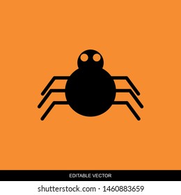 HALLOWEEN BLACK SPIDER ICON CLIP ART OBJECT VECTOR