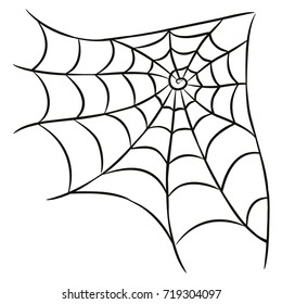 Halloween black spider web isolated on white background. Vector design elements.