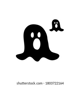 Halloween black spooky ghost isolated vector on white background 