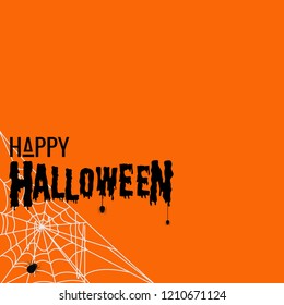 Halloween black text with web and spider for your background of invitation or banner or else