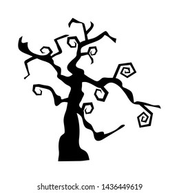 Halloween-Schwarzer Baum. Einzelnes Design. Vektorgrafik.