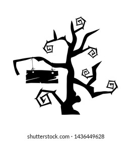 Halloween black tree. Single Design. Vector illustration.