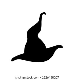 Halloween black vector illustration with witch hat isolated on white background. 