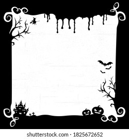 Halloween black and white element border and background template