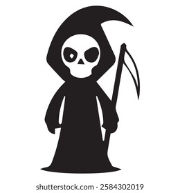 Halloween black and white grim reaper silhouette vector art. Eps 10