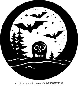 Hallowe'en - Black and White Isolated Icon - Vector illustration