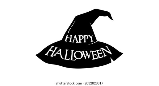 Halloween, black and white isolated illustration with typography