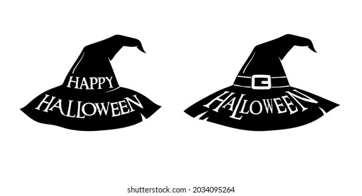 Halloween, black and white isolated illustration with typography