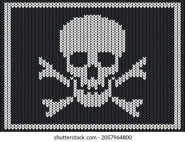 Halloween black and white knitted skull pattern