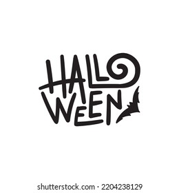 Halloween black and white lettering. Flat design for halloween celebration. Halloween text logo.