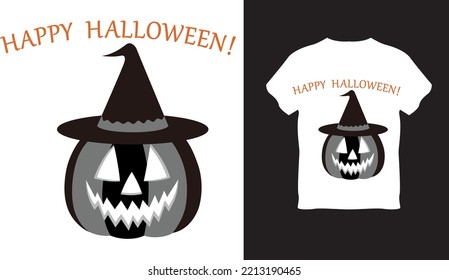 HALLOWEEN black and white pumpkin t shirt design vector.eps