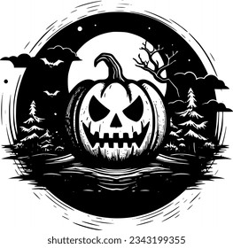 Hallowe'en | Ilustración del vector negro y blanco