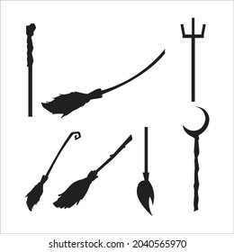 halloween black witch wand event vector