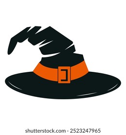 Halloween black witches hat. Vector illustration