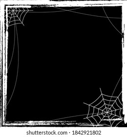 Halloween blank background with gradient orange grunge border and spider web