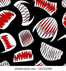 halloween bloody teeth on black seamless pattern